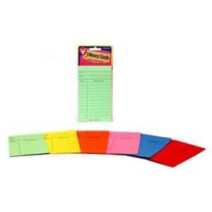 hygloss products library checkout cards – bright colored due date note cards - 3 x 5 inches, 50 pack