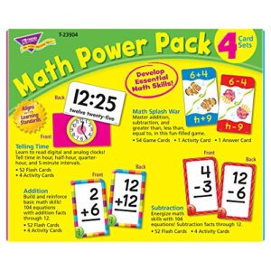 Trend Enterprises: Math Power Pack, 4 Flash Card Set Includes Math Splash War, Addition 0-12, Subtraction 0-12, Telling Time Flash Cards, Self-Checking Design, for Ages 3 and Up