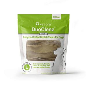 vetone duoclenz enzyme coated dog dental chews for large dogs - veterinarian formulated - 30 count
