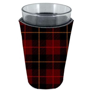 flannel plaid pattern pint glass coolie