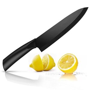ceramic chef's knife – best & sharpest 8" professional kitchen knife – hardest blade available that doesn’t need sharpening! free stylish blade cover!