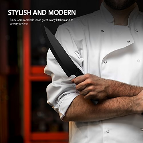 Ceramic Chef's Knife – Best & Sharpest 8" Professional Kitchen Knife – Hardest Blade Available That Doesn’t Need Sharpening! FREE Stylish Blade Cover!