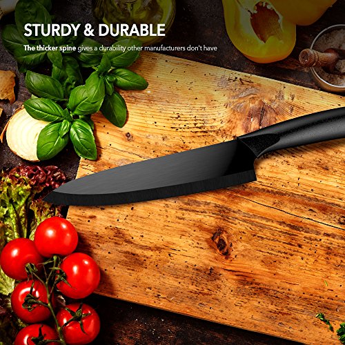 Ceramic Chef's Knife – Best & Sharpest 8" Professional Kitchen Knife – Hardest Blade Available That Doesn’t Need Sharpening! FREE Stylish Blade Cover!