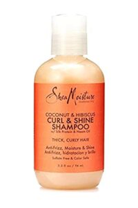 shea moisture sheamoisture's coconut & hibiscus curl & shine shampoo, 3.2 oz