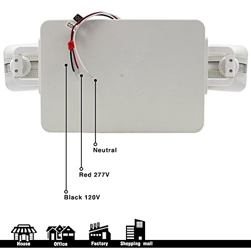 LED Exit Sign with Emergency Lights, LED Combo Emergency Light, UL Listed, Double Face, 2 Adjustable Heads, AC 120V/ 277V, Hardwired Red Emergency Exit Lights with Battery Backup