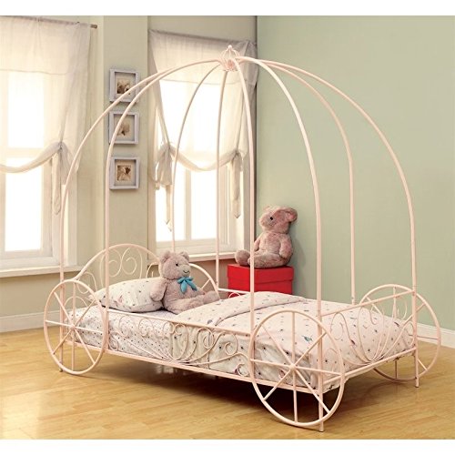 Coaster Twin Canopy Bed Powder Pink 400155T