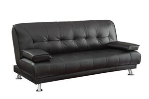 convertible sofa bed with removable armrests black 300205