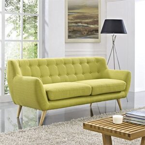 Modway Remark Mid-Century Modern Sofa With Upholstered Fabric In Wheatgrass