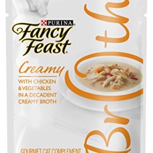 Purina Fancy Feast Broth For Cats, Creamy, With Chicken & Vegetables, 1.4-Ounce Pouch, Pack Of 32