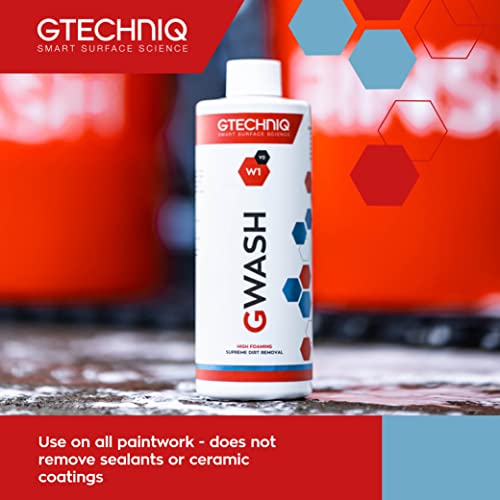 Gtechniq - W1 GWash - Big Foam Content, Breaks Bond Between Dirt Film & Paint; Minimal Surface Abrasion; Gloss Retention; Reduced Scratching (1 Liter)