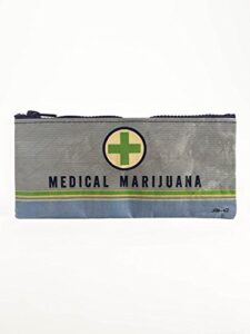 blue q pencil case, medical marijuana, made out of 95% recycled materials, 4.25 by 8.5 inches (qa743)