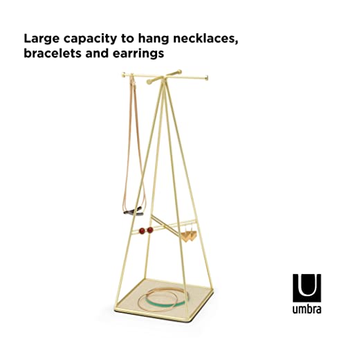 Umbra Prisma Jewelry Stand and Necklace Holder, Matte Brass