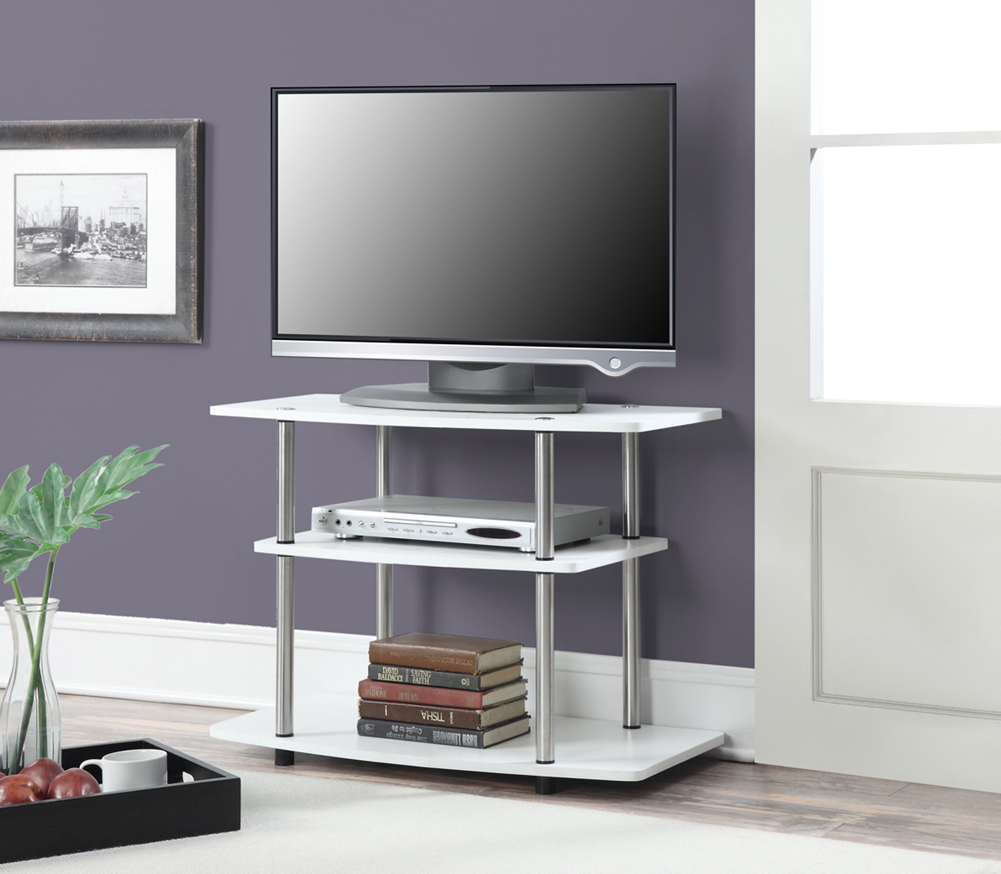 Convenience Concepts Designs2Go 3-Tier TV Stand, White