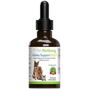 pet wellbeing kidney support gold for dogs - vet-formulated - supports healthy kidney function in dogs - natural herbal supplement 2 oz (59 ml)