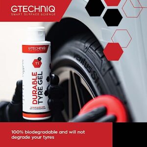 Gtechniq T1 Tyre n Trim 250ml - Keeps Tyres and Trim Black, Spotless, Pristine Condition - 1 Coat Satin Finish, Multiples Coats for Gloss Finish - Hydro Oleo Nanotechnology Water and Oil Repellency