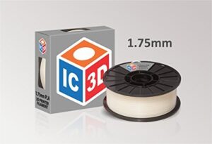 ic3d natural 1.75mm pla 3d printer filament - 1kg spool - dimensional accuracy +/- 0.05mm - professional grade 3d printing filament - made in usa