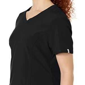 Cherokee Round Neck Scrub Tops for Women – 4-Way Stretch with Certainty Fabric Technology*, Superior Performance and Comfort, Infinity Uniforms Plus Size 2624A, 2XL, Black