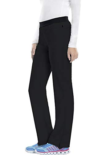 Cherokee Women's Infinity Low-Rise Slim Pull-On Pant, Black, Medium Petite