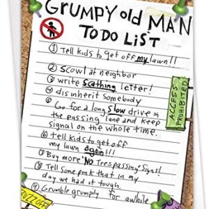 NobleWorks Funny Birthday Greeting Card with 5 x 7 Inch Envelope (1 Card) Bday Grumpy Old Man List 9729Z