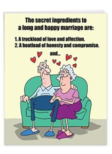nobleworks jumbo funny anniversary greeting card 8.5 x 11 inch with envelope (1 pack) large jumbo couple, husband, wife, parents anniversary congratulations marriage secrets j9780