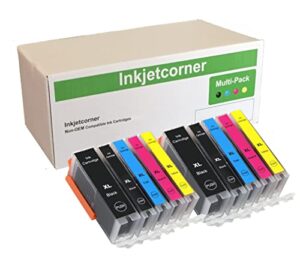 inkjetcorner compatible ink cartridges replacement for use with ix6820 mx920 mg5620 mg6620 mg6600 ip7220 (2 big black 2 small black 2 cyan 2 magenta 2 yellow, 10-pack)