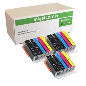 inkjetcorner compatible ink cartridges replacement for use in series ix6820 mx920 mg5620 mg5622 mg6620 ip7220 (3 big black 3 small black 3 cyan 3 magenta 3 yellow, 15 pack )