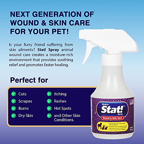 Stat! Spray Pet Wound & Skin Care | First-Aid Treatment for Dogs, Cats, Horses | Natural Plant Based Ingredients | Speeds Healing of Cuts, Burns, Hot Spots, Skin Allergies | Soothing Anti-Itch Formula