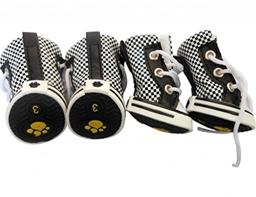 Tangpan Hold Honey Black and White Plaids Pet Dog PU Boots Sports Shoelace Shoes Booties Sneakers Size 3#