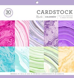 colorbok 71876b cardstock paper pad marble, 12" x 12"