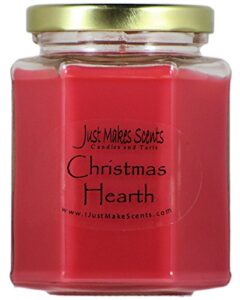 christmas hearth scented blended soy candle | spice, wood & fireplace aroma | hand poured in usa by just makes scents