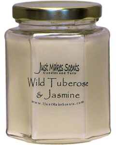 wild tuberose & jasmine scented blended soy candle by just makes scents (8 oz)
