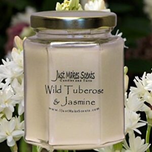 Wild Tuberose & Jasmine Scented Blended Soy Candle by Just Makes Scents (8 oz)
