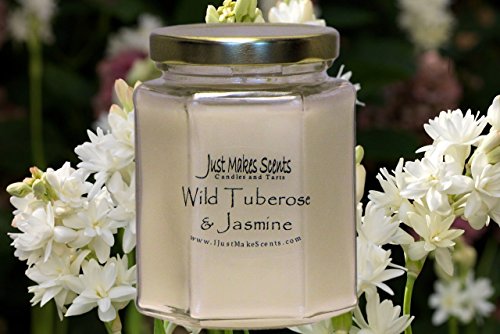 Wild Tuberose & Jasmine Scented Blended Soy Candle by Just Makes Scents (8 oz)