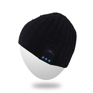 rotibox washable winter men women hat bluetooth beanie running cap w/wireless stereo headphones mic hands free rechargeable battery for cell phones,iphone, ipad, android,laptops,tablets,gifts - black