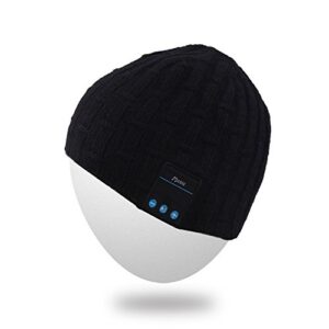 Rotibox Washable Winter Men Women Hat Bluetooth Beanie Running Cap w/Wireless Stereo Headphones Mic Hands Free Rechargeable Battery for Cell Phones,iPhone, iPad, Android,Laptops,Tablets,Gifts - Black