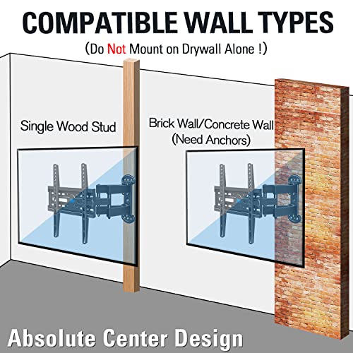 Mounting Dream TV Mount Bracket Full Motion TV Wall Mounts for 26-55 Inch LED LCD Plasma Flat Screen TV, Wall Mount with Swivel Articulating Dual Arms TV Bracket up to VESA 400x400mm 99 LBS MD2379