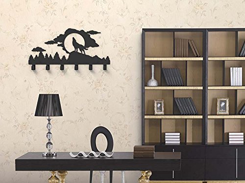 Wander Agio Wolf Moon Metal Wall Mounted Bag Hanger Coat Rack Clothing Hooks Hanging Racks Black