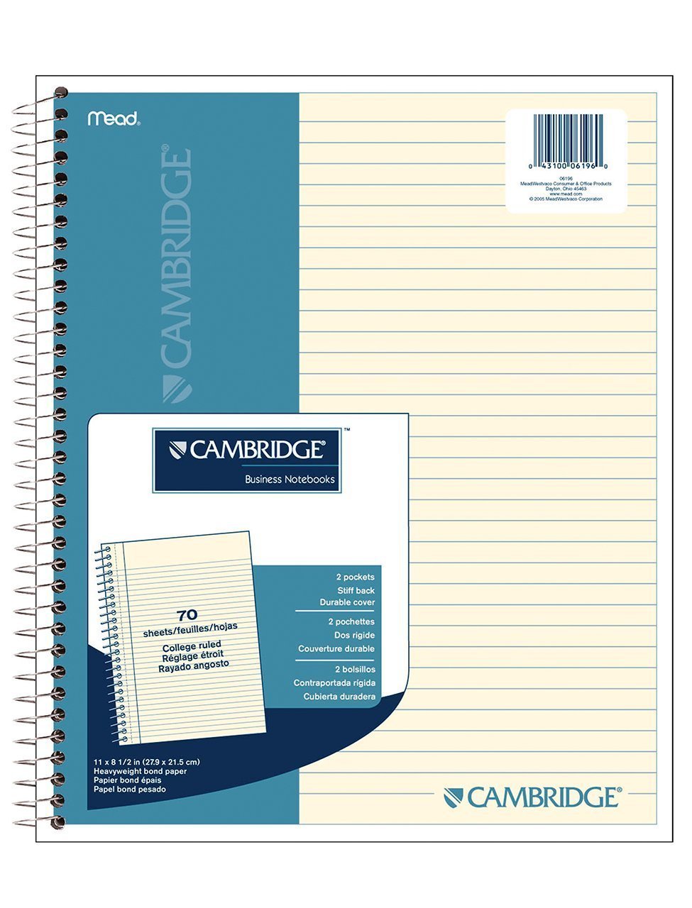 Cambridge Ivory Wirebound Notebook, 70 sheets (06196) Pack Of 2