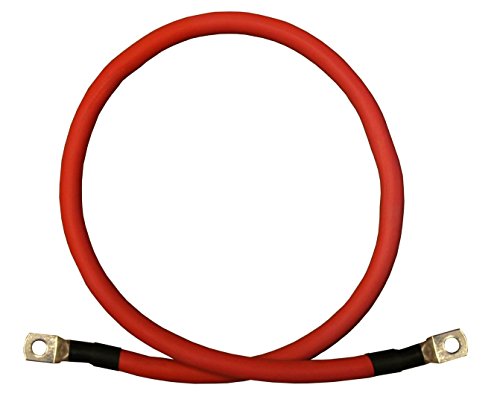 2 AWG Gauge Red + Black Pure Copper Battery Inverter Cables Solar, RV, Car, Boat 12 in 5/16 in Lugs