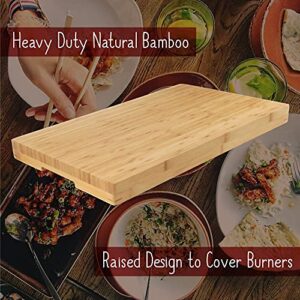 BambooMN Jenn Air Bamboo Range Burner Cover/Cutting Board, New Vertical Cut, Large (20.5"x12"x1.57")