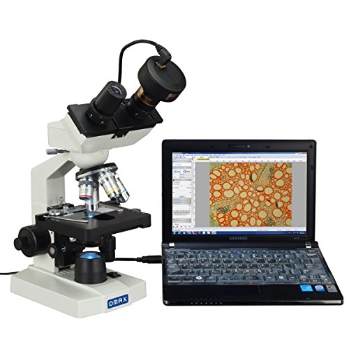 OMAX 40X-2500X Lab Binocular Biological Compound LED Microscope with 3D Mechanical Stage and Coaxial Coarse/Fine Focusing Knob