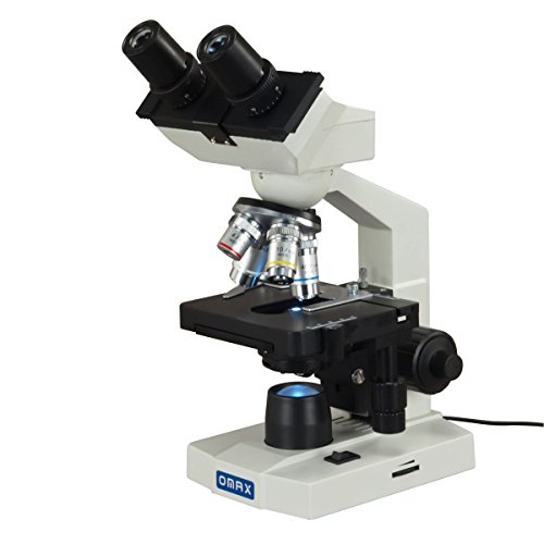 OMAX 40X-2500X Lab Binocular Biological Compound LED Microscope with 3D Mechanical Stage and Coaxial Coarse/Fine Focusing Knob