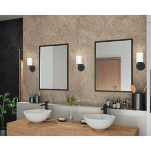 Progress Lighting Replay Collection 1-Light Etched White Glass Glass Modern Bath Vanity Light Textured Black