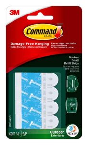 command small refill adhesive strips, damage free hanging wall adhesive strips for small outdoor wall hooks, no tools removable adhesive strips for living spaces, 16 command strips