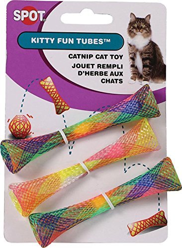 SPOT Ethical Pet Catnip Cat or Kitten Toy, Colorful Fun Tubes. Interactive Bouncy cat Toy, Assorted Color