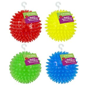 Gnawsome™ 3.5” Spiky Squeak & Light Ball Dog Toy - Small, Cleans teeth and Promotes Dental and Gum Health for Your Pet, Colors will vary