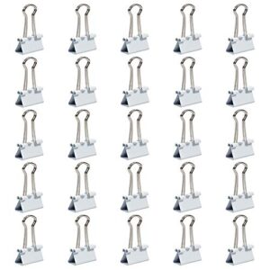 JAM PAPER Colorful Binder Clips - Small - 3/4 Inch (19 mm) - White Binderclips - 25/Pack