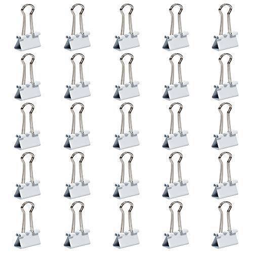 JAM PAPER Colorful Binder Clips - Small - 3/4 Inch (19 mm) - White Binderclips - 25/Pack