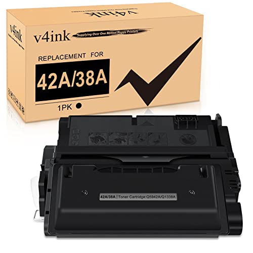 v4ink Compatible Toner Cartridge Replacement for 42A Q5942A 38A Q1338A (1-Pack, Black) Work with Laser Jet 4200 4240 4250 4350 Series Printer