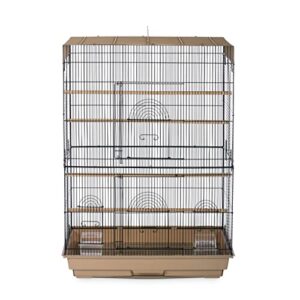 prevue pet products flight cage for multiple small birds, steel metal and plastic cage home crate enclosure for birds, standing birdcage, brown/black